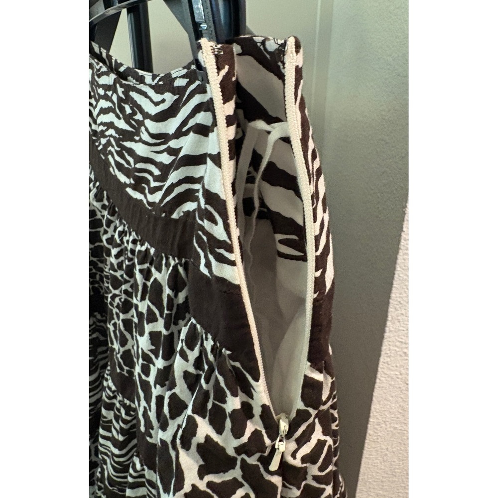 Jones New York Signature Animal Print Tiered Midi Skirt Brown Zebra Giraffe 10 - Picture 6 of 6